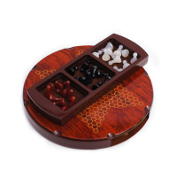 schoolchild玛瑙跳棋天然玛瑙棋子立体玛瑙跳棋木质棋盘直径28.5CM,厚度3.5cm