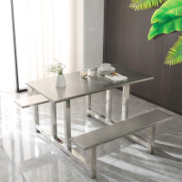 卓澳(ZHUOAO)学生员工食堂餐桌椅小吃店4人不锈钢玻璃钢连体快餐桌椅组合