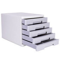 得力9762DJ点睛五层文件柜(浅灰)