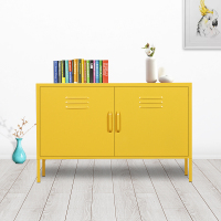全简家具矮柜铁皮柜储物柜档案柜工具柜资料柜更衣柜钢制电视柜黄色