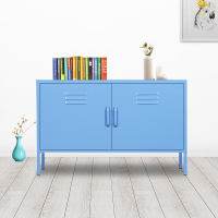 全简家具矮柜铁皮柜储物柜档案柜工具柜资料柜更衣柜钢制电视柜蓝色