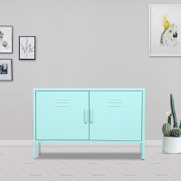 全简家具矮柜铁皮柜储物柜档案柜工具柜资料柜更衣柜钢制电视柜薄荷绿
