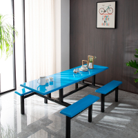 卓澳(ZHUOAO)学生员工食堂餐桌椅小吃店8人不锈钢玻璃钢连体快餐桌椅组合