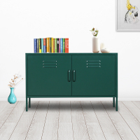 全简家具矮柜铁皮柜储物柜档案柜工具柜资料柜更衣柜钢制电视柜墨绿色