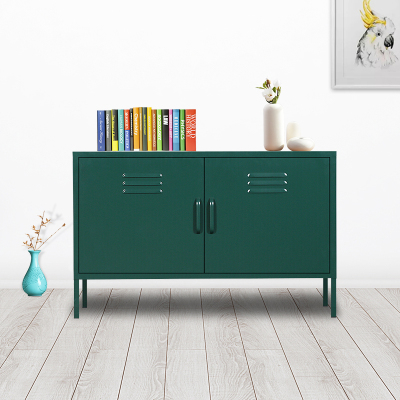 全简家具矮柜铁皮柜储物柜档案柜工具柜资料柜更衣柜钢制电视柜墨绿色