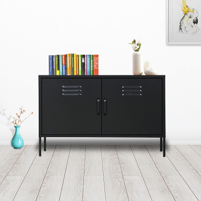 全简家具矮柜铁皮柜储物柜档案柜工具柜资料柜更衣柜钢制电视柜黑色