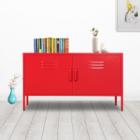 全简家具矮柜铁皮柜储物柜档案柜工具柜资料柜更衣柜钢制电视柜红色