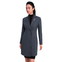 虎豹(HUBAO) 女士平驳领大衣颜色:灰色;面料:80%羊绒20羊毛 HBW-719126-LZ(单位:件)
