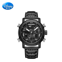 迪士尼(Disney)男表 多功能经典三针商务休闲男表石英表黑红色防水双机芯腕表MK-15085