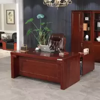 全简老板桌主管办公桌油漆总裁经理桌实木贴皮大班台含侧柜小吊柜