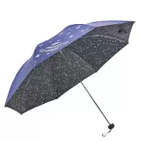 天堂黑胶内外丝印满天星三折晴雨伞30496ELCJ