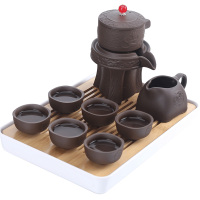 領藝 茶具套装家用懒人半全自动石磨盘简约功夫冲茶泡茶器陶瓷 祥龙聚财配悟然长方