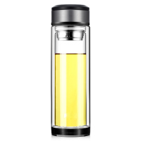 时尚商务双层玻璃水杯泡茶杯雅士双层厚底玻璃杯