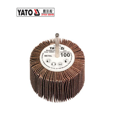 易尔拓YATO带柄百叶轮砂纸圈砂布电动砂轮打磨头木工抛光轮千叶轮 40目 80x30x6mm YT-83371