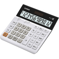 卡西欧（CASIO）DH-12-WE 中型 12位 双电源 超宽计算器 白色