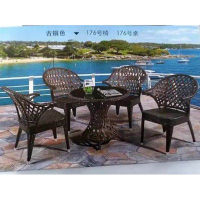 德诚和 DECHENGHE 户外室内藤椅组合一桌四椅