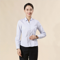 白底蓝条女士长袖衬衫