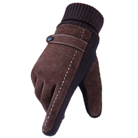 誉丰 保暖加厚手套 骑行防寒棉手套 均码咖啡色