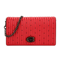 COACH 蔻驰 奢侈品 专柜款女士红色皮革腰包单肩斜挎链条包两用包 76152 V5P1Y