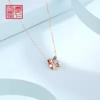 阖天下传家宝 18K金玫瑰金牛头钻石项链项坠套链彩金吊坠女款锁骨链 AU750