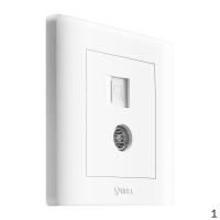 公牛 BULL GN-G32T223B GNG32T223B一位电视+电脑插座打线型/六类86型白色暗装一位电视+电脑