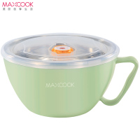 美厨 304不锈钢泡面碗 学生饭盒快餐杯泡面杯1200ML 带盖防漏双层隔热 绿色MCWA130