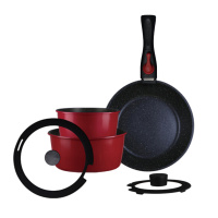 阿摩厨房(Sapone damone) 里莫系列麦饭石不粘铸铝锅具组九件套