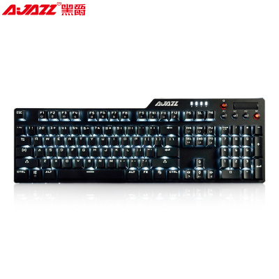 黑爵(AJAZZ)刺客Ⅱ合金AK35I 机械键盘 有线键盘 永劫无间游戏键盘 旋钮 全尺寸白色背光 吃鸡键盘 黑色 青轴