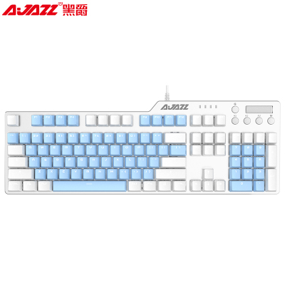 黑爵(AJAZZ)刺客Ⅱ合金AK35I机械键盘有线机械键盘 游戏机械键盘 PBT键帽 白光 吃鸡键盘 白蓝黑轴 赛博朋克