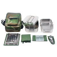 05式单兵饭盒餐具单兵炊具组合套装 户外野营不锈钢加热餐具 多功能饭盒套装携行餐具军迷用品