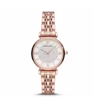 阿玛尼(EmporioArmani)满天星手表 女玫瑰金钢制表带石英女士腕表 AR11244