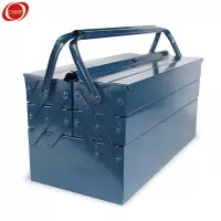 谋福(CNMF)8565 三层金属工具箱 手提工具箱 车载收纳箱 电工维修零件盒(暗蓝色 工具箱)