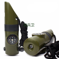 战兵卫户外野营七合一多功能口哨 求生哨救生哨子 带LED灯指南针