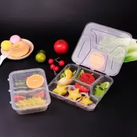 注塑一次性四格透明打包盒加厚带盖餐盒外卖多格餐具