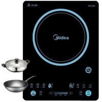 美的电磁炉RH2275 2200W功率 8档 家用匀火触摸速热爆炒电磁炉赠炒锅和汤锅