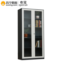 奇冠(QIGUAN)灰白窄边套色钢制通体玻璃文件柜 板厚0.7mm W900*D400*H1850(L)