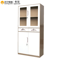 奇冠(QIGUAN)咖白套色钢制中二斗文件柜 板厚0.7mm W900*D400*H1850(L)