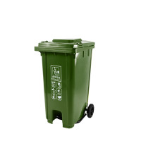 惠洁(huijie)分类塑料垃圾桶脚踏垃圾桶可定制 120L可挂车脚踏垃圾桶 YY-120C1绿色