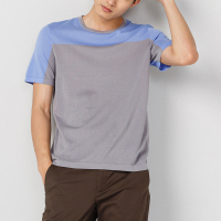 鄂尔多斯ERDOS 春夏纯棉圆领短袖拼接男式T恤