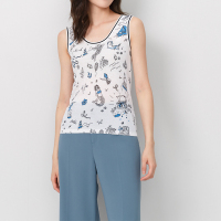 鄂尔多斯ERDOS 春夏纯棉圆领印花女式背心