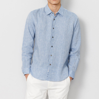 鄂尔多斯ERDOS 100%亚麻长袖男式衬衫