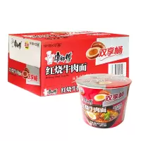 康师傅 红烧牛肉面 双享桶美味加蛋 12桶整箱