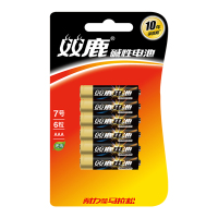 双鹿7号精品碱性电池6粒/卡 适用于儿童玩具/血压计/血糖仪/鼠标/遥控器等 LR03/AAA电池 (CWHL)