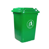 惠洁(huijie)分类塑料垃圾桶户外垃圾桶带盖垃圾桶30L可定制YY-D070(无轮) 绿色6只装