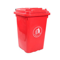 惠洁(huijie)分类塑料垃圾桶户外垃圾桶带盖垃圾桶30L可定制YY-D070(无轮) 红色6只装