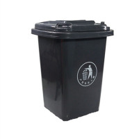 惠洁(huijie)分类塑料垃圾桶户外垃圾桶带盖垃圾桶60L可定制YY-D060(无轮) 黑色6只装