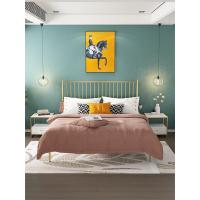 递乐铁艺床现代简约北欧式公主床1.8米铁架床香槟金