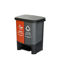 惠洁(huijie)塑料分类垃圾桶组合垃圾桶40L脚踏垃圾桶可定制YY-D142灰+棕4只装