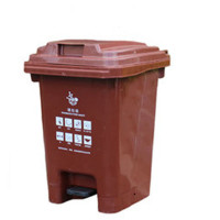 惠洁(huijie)塑料分类垃圾桶户外垃圾桶60L脚踏垃圾桶可定制YY-D140棕色10只装