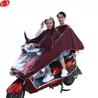 谋福CNMF 8861 加大加厚双人雨披雨衣荷叶式防水RF-238 酒红色 (单位:件)